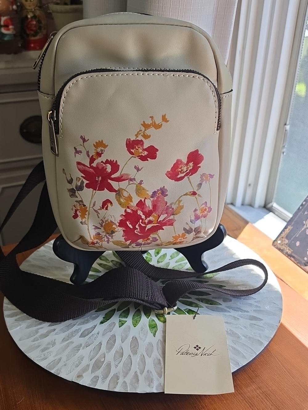 NWT Patricia Nash Cream Crossbody with  Floral Print
